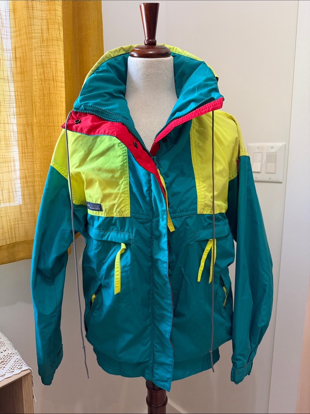 Columbia Teal, Lime & Red Colorblock Jacket